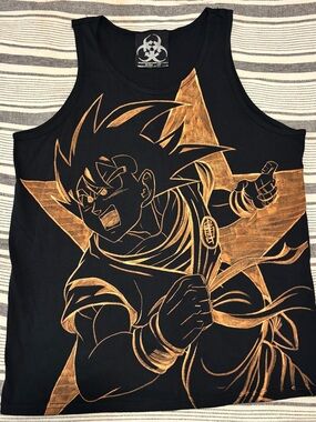 Hand Crafted Black Tank Top with Goku Dragon Ball Z